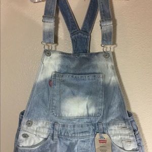 Levis Girls Shortalls Denim Short Overalls Sz 14
